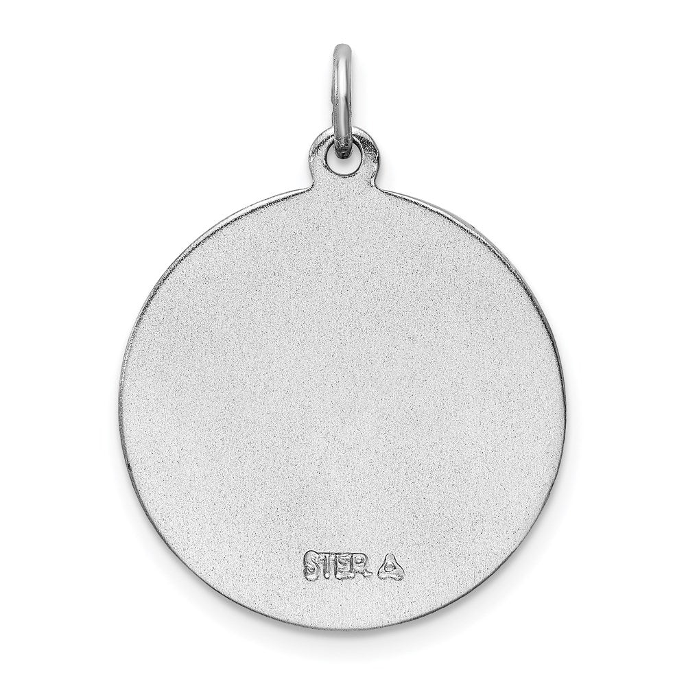 Sterling Silver Platinum-plated Enameled St. Christopher Medal - Product Photo