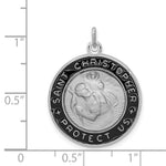 Sterling Silver Platinum-plated Enameled St. Christopher Medal - Product Photo