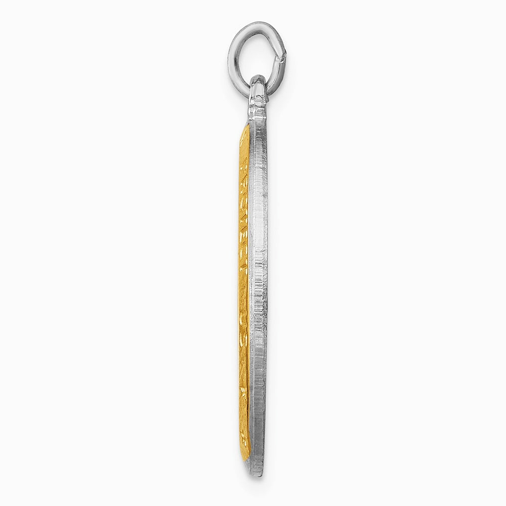 Sterling Silver Platinum-plated & Vermeil St. Christopher Medal - Product Photo
