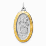Sterling Silver Platinum-plated & Vermeil St. Christopher Medal - Product Photo