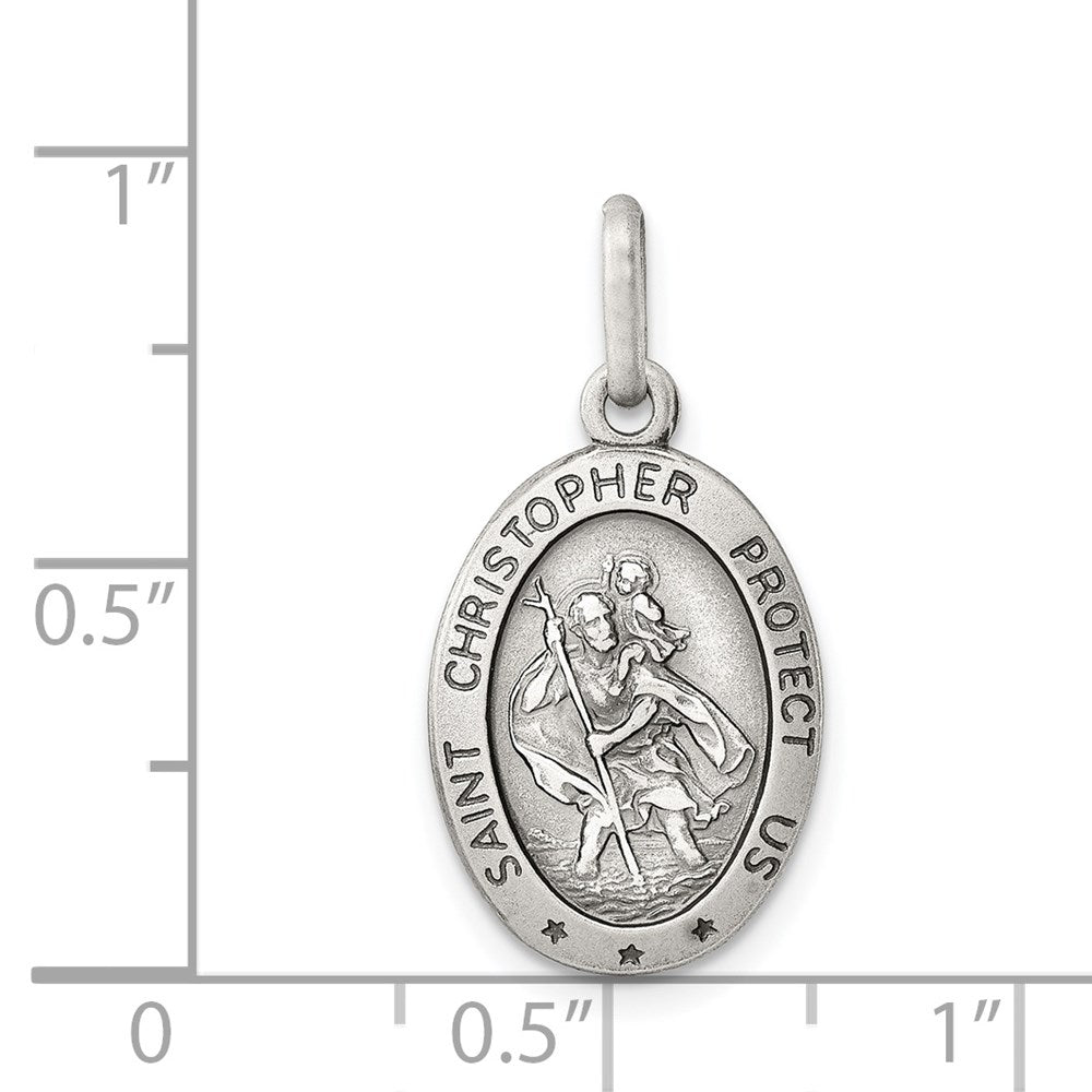Sterling Silver Antiqued St. Christopher Medal - Product Photo
