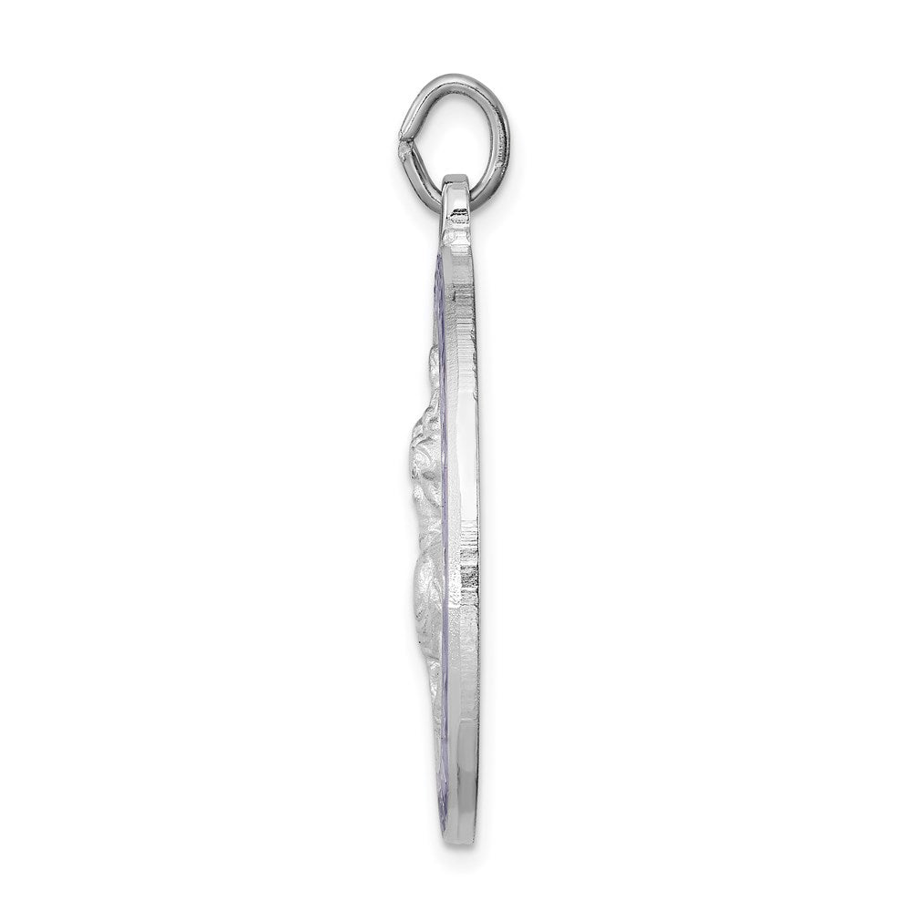 Sterling Silver Platinum-plated Enameled St. Christopher Medal - Product Photo