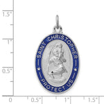 Sterling Silver Platinum-plated Enameled St. Christopher Medal - Product Photo