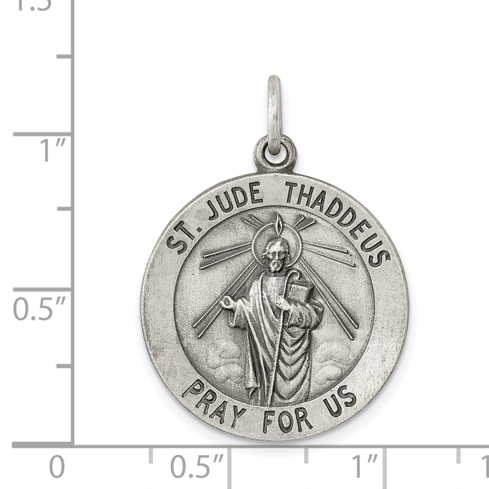 Sterling Silver Antiqued Saint Jude Thaddeus Medal - Product Photo