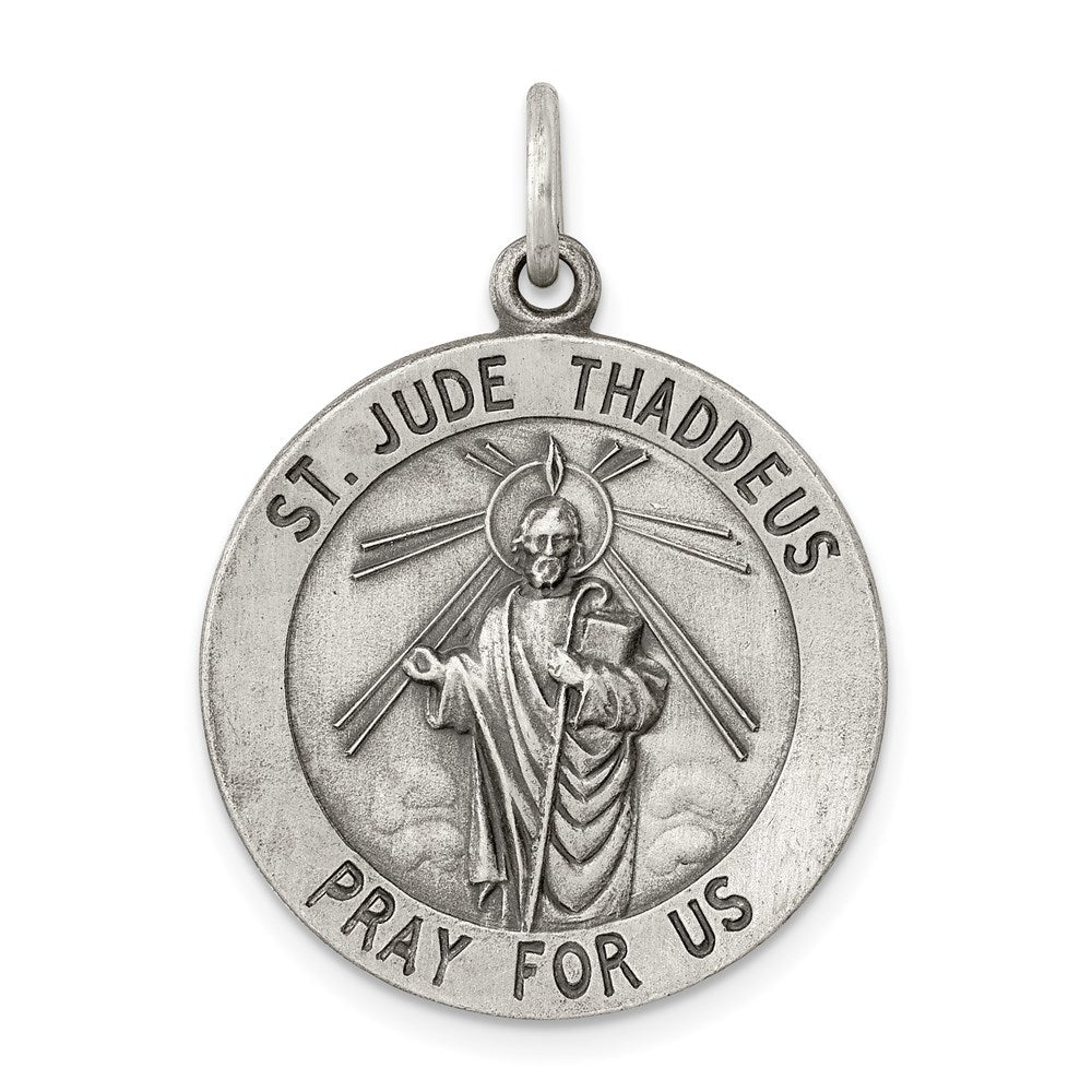 Sterling Silver Antiqued Saint Jude Thaddeus Medal - Product Photo