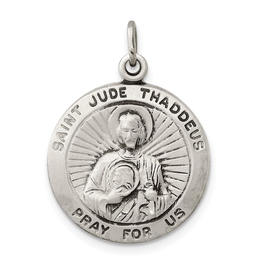 Sterling Silver Antiqued Saint Jude Thaddeus Medal - Product Photo