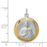 Sterling Silver Platinum-plated Saint Jude Thaddeus Medal - Product Photo