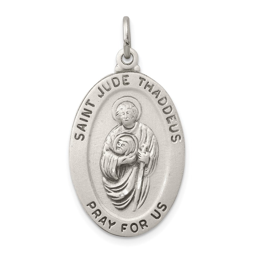 Sterling Silver Antiqued Saint Jude Thaddeus Medal - Product Photo
