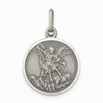 Sterling Silver Antiqued Saint Michael Medal - Product Photo