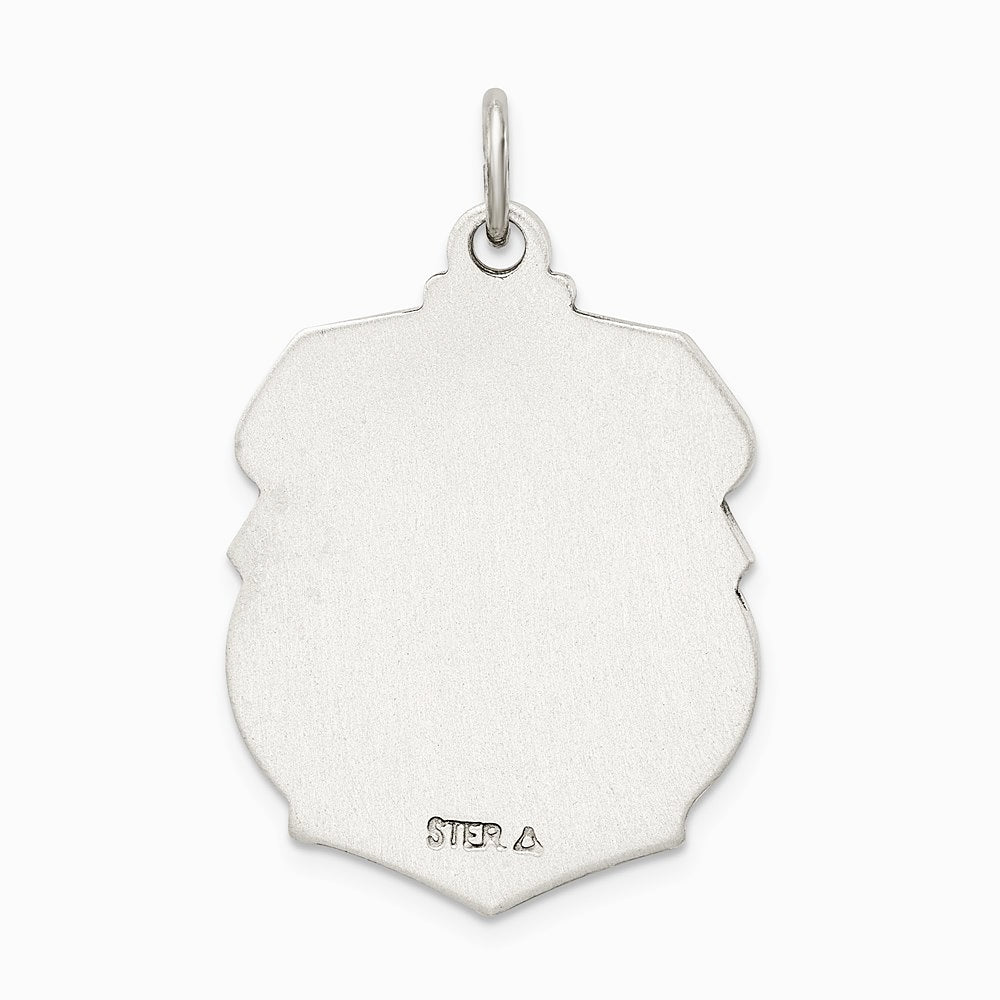 Sterling Silver Antiqued Diamond-Cut St. Michael Badge Medal - Product Photo
