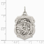 Sterling Silver Antiqued Diamond-Cut St. Michael Badge Medal - Product Photo