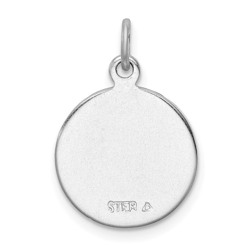 Sterling Silver Platinum-plated/Plain Back Angel Medal - Product Photo