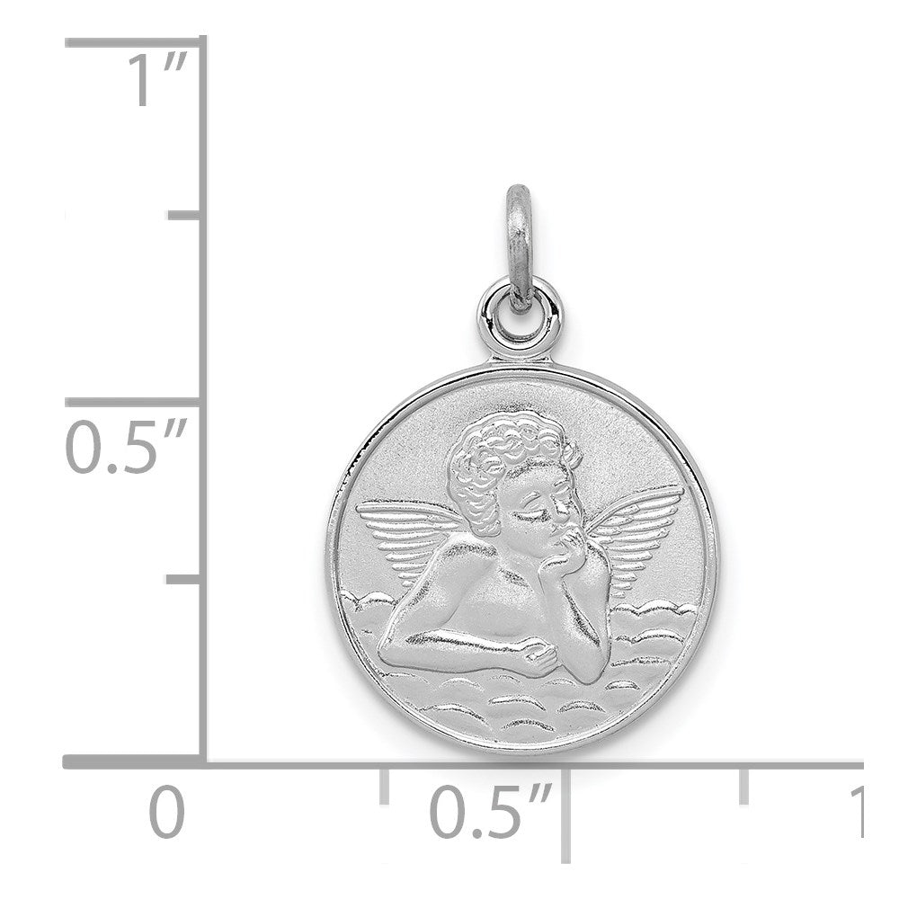 Sterling Silver Platinum-plated/Plain Back Angel Medal - Product Photo