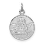 Sterling Silver Platinum-plated/Plain Back Angel Medal - Product Photo