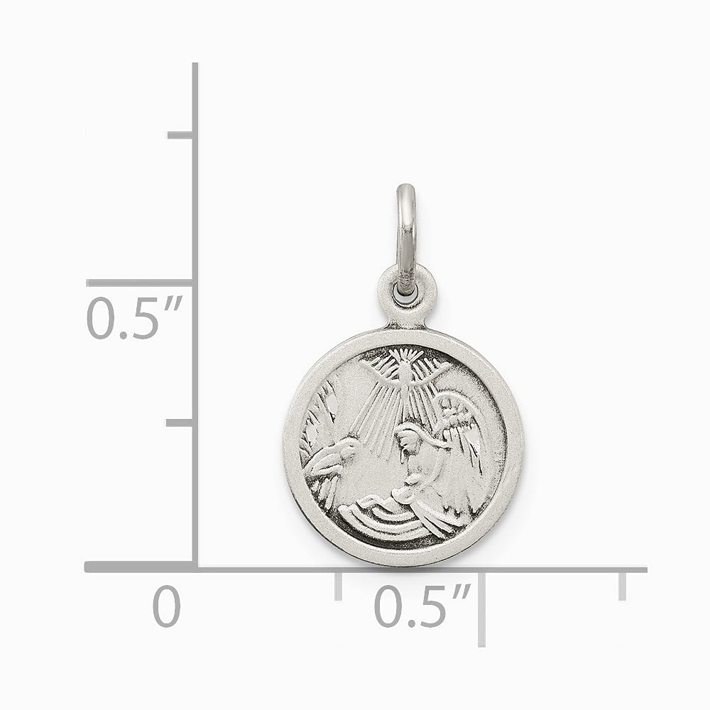 Sterling Silver Antiqued Baptism Medal - Product Photo