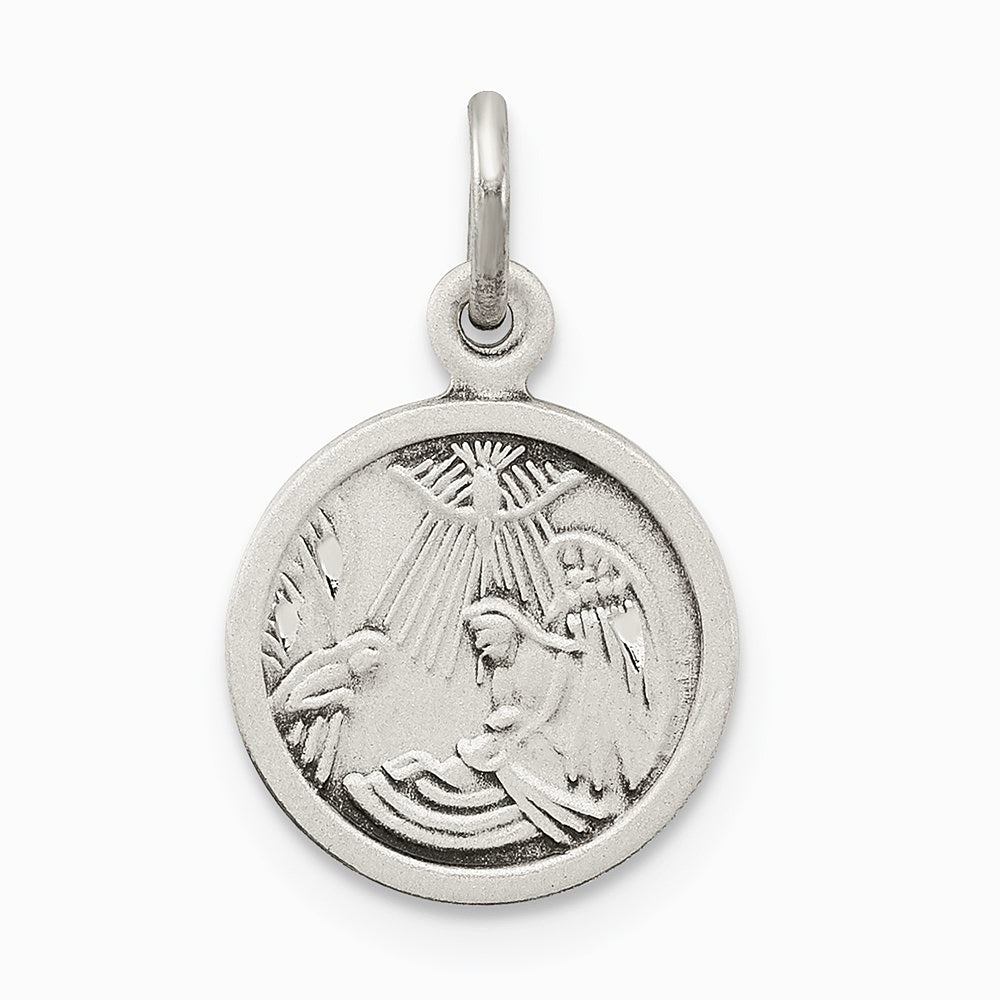 Sterling Silver Antiqued Baptism Medal