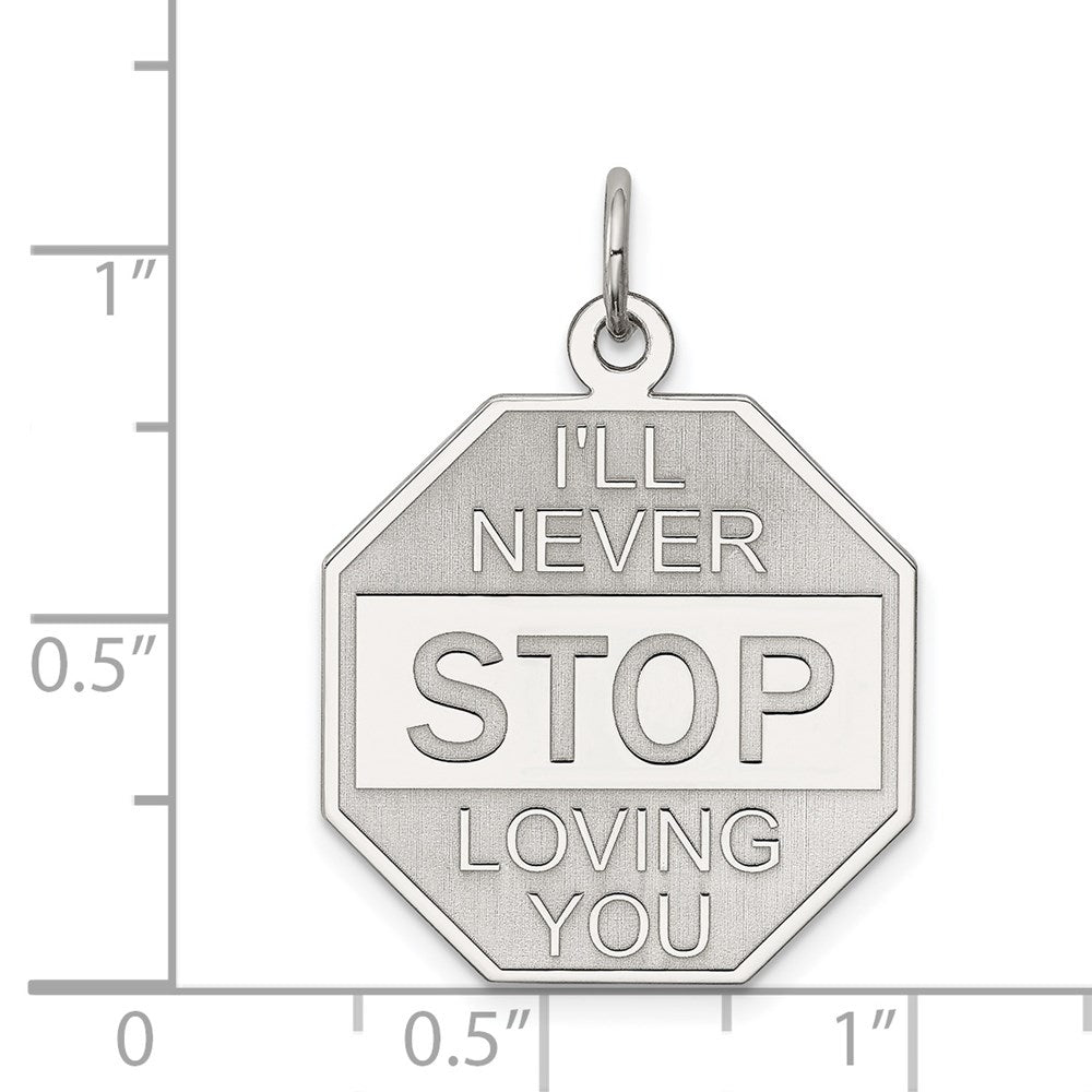 Sterling Silver Rhodium-plated I'll Never stop loving you Charm - Product Photo
