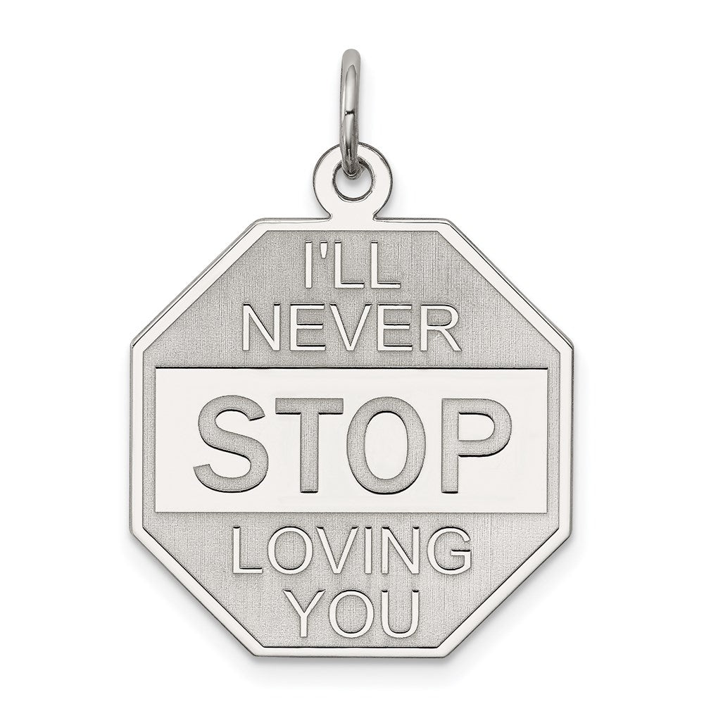 Sterling Silver Rhodium-plated I'll Never stop loving you Charm - Product Photo
