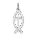Sterling Silver Platinum-plated Ichthus Fish Charm - Product Photo