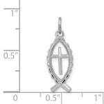 Sterling Silver Platinum-plated Ichthus Fish Charm - Product Photo