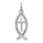 Sterling Silver Platinum-plated Ichthus Fish Charm - Product Photo