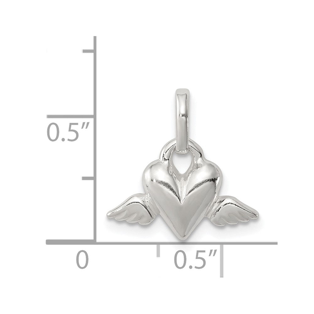 Sterling Silver Heart w/Wings Charm - Product Photo