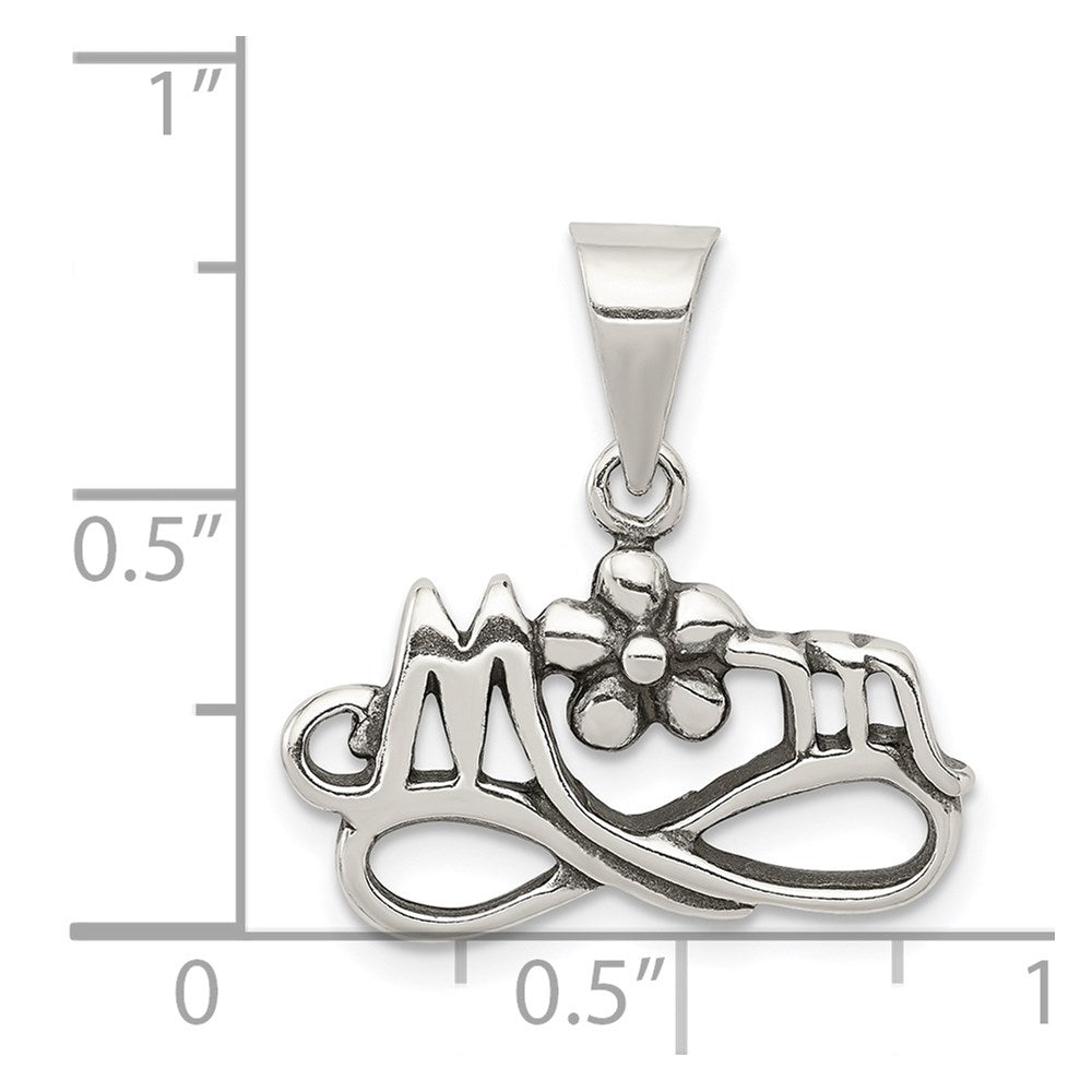 Sterling Silver Antiqued Mom Charm - Product Photo