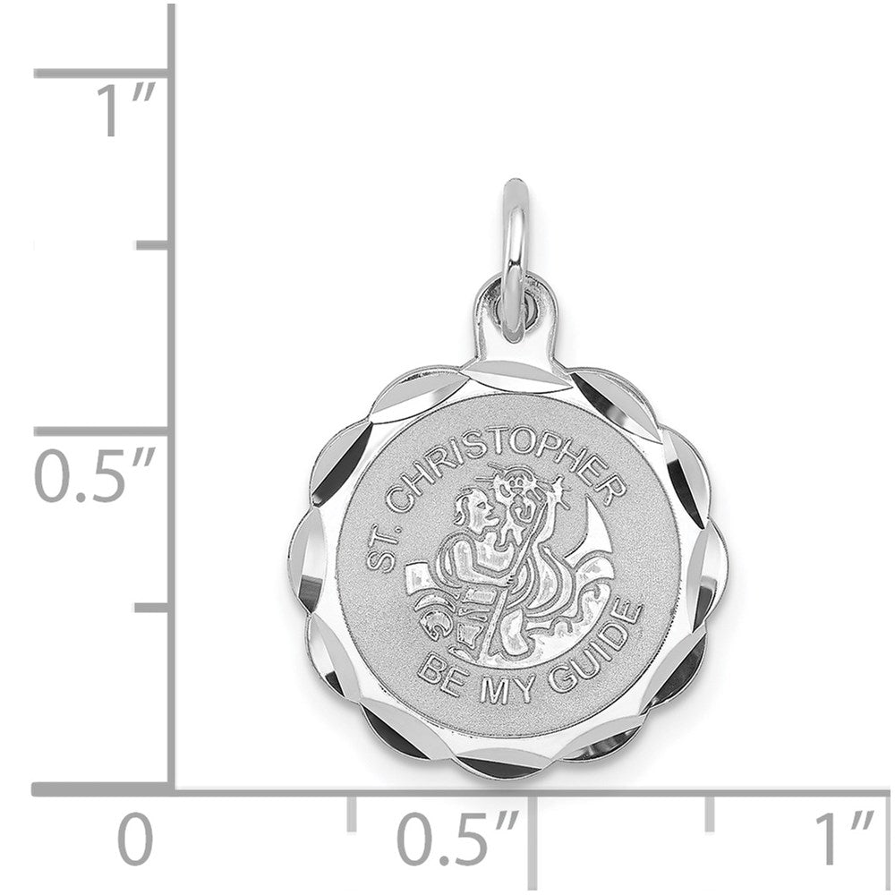 Sterling Silver Rhodium-plated St. Christopher Medal Charm - Product Photo