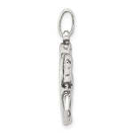 Sterling Silver Antiqued Horse in Horseshoe Charm - Product Photo