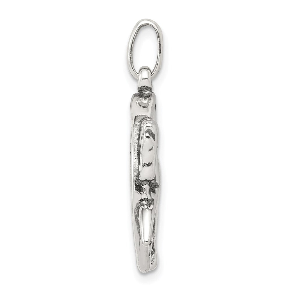 Sterling Silver Antiqued Horse in Horseshoe Charm - Product Photo
