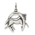 Sterling Silver Antiqued Horse in Horseshoe Charm - Product Photo
