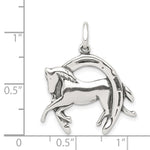 Sterling Silver Antiqued Horse in Horseshoe Charm - Product Photo