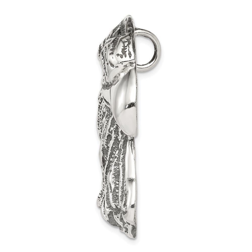 Sterling Silver Antiqued Eagle Head Pendant - Product Photo