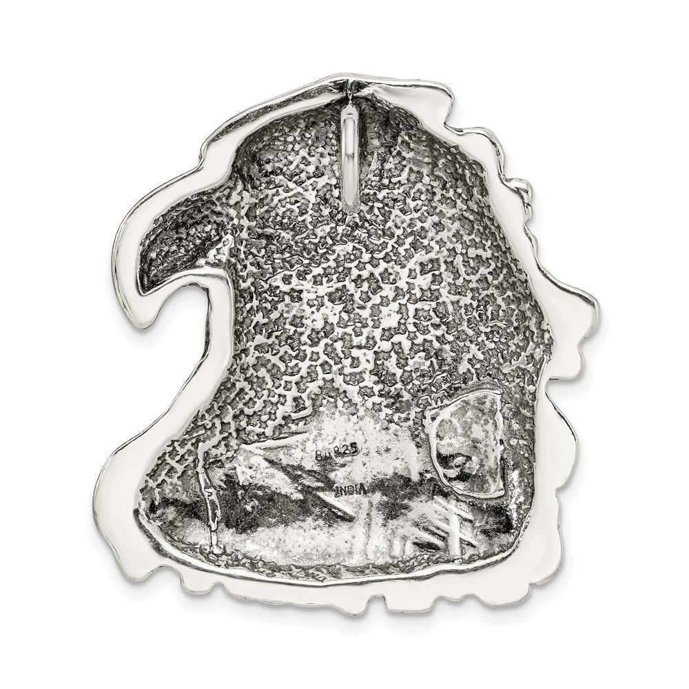 Sterling Silver Antiqued Eagle Head Pendant - Product Photo