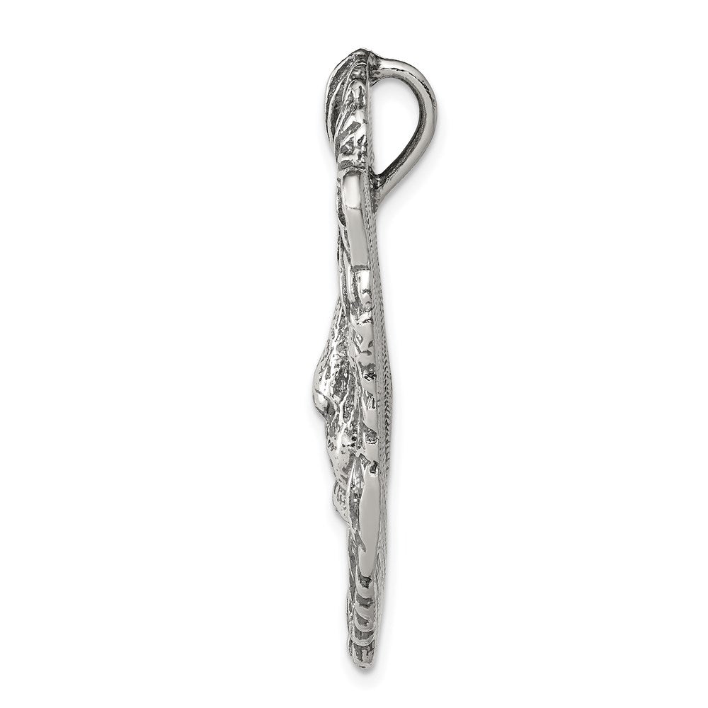 Sterling Silver Antiqued Lion Head Pendant - Product Photo