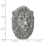 Sterling Silver Antiqued Lion Head Pendant - Product Photo