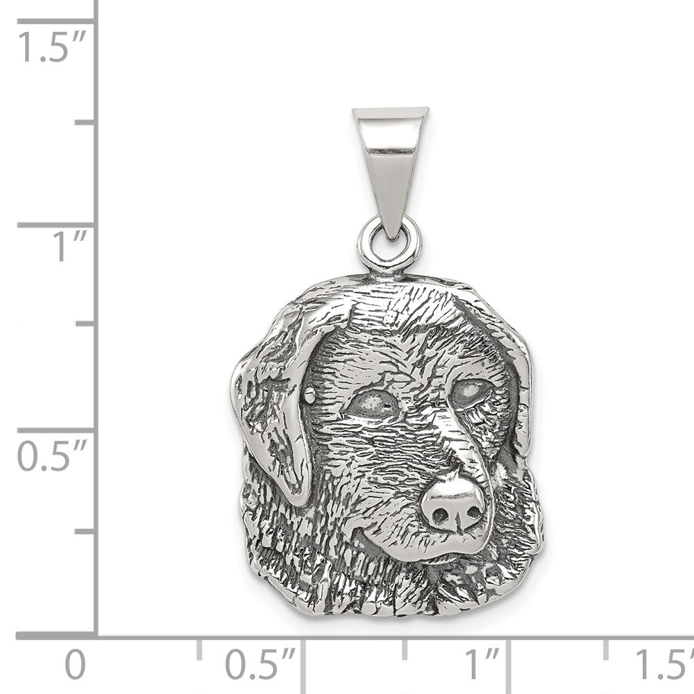 Sterling Silver Antiqued Dog Charm - Product Photo