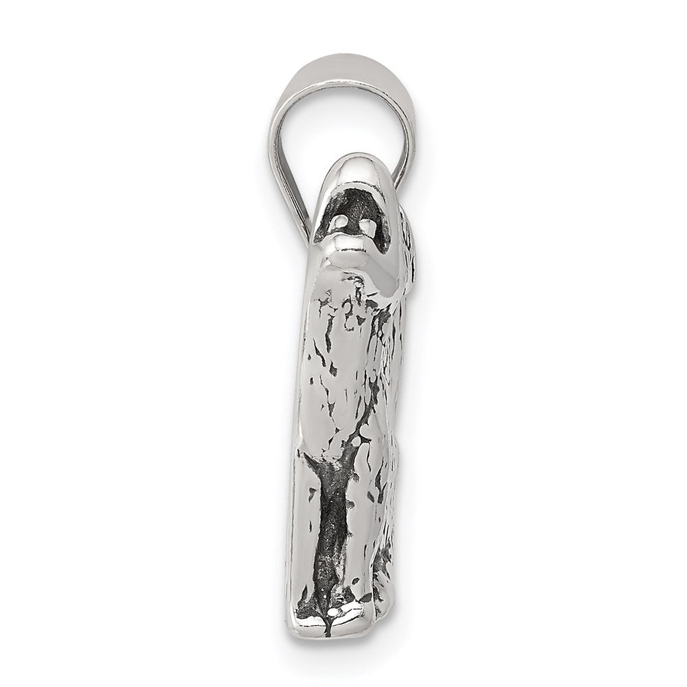 Sterling Silver Antiqued Wolf Charm - Product Photo