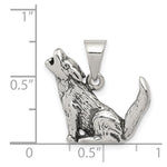 Sterling Silver Antiqued Wolf Charm - Product Photo