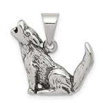 Sterling Silver Antiqued Wolf Charm - Product Photo