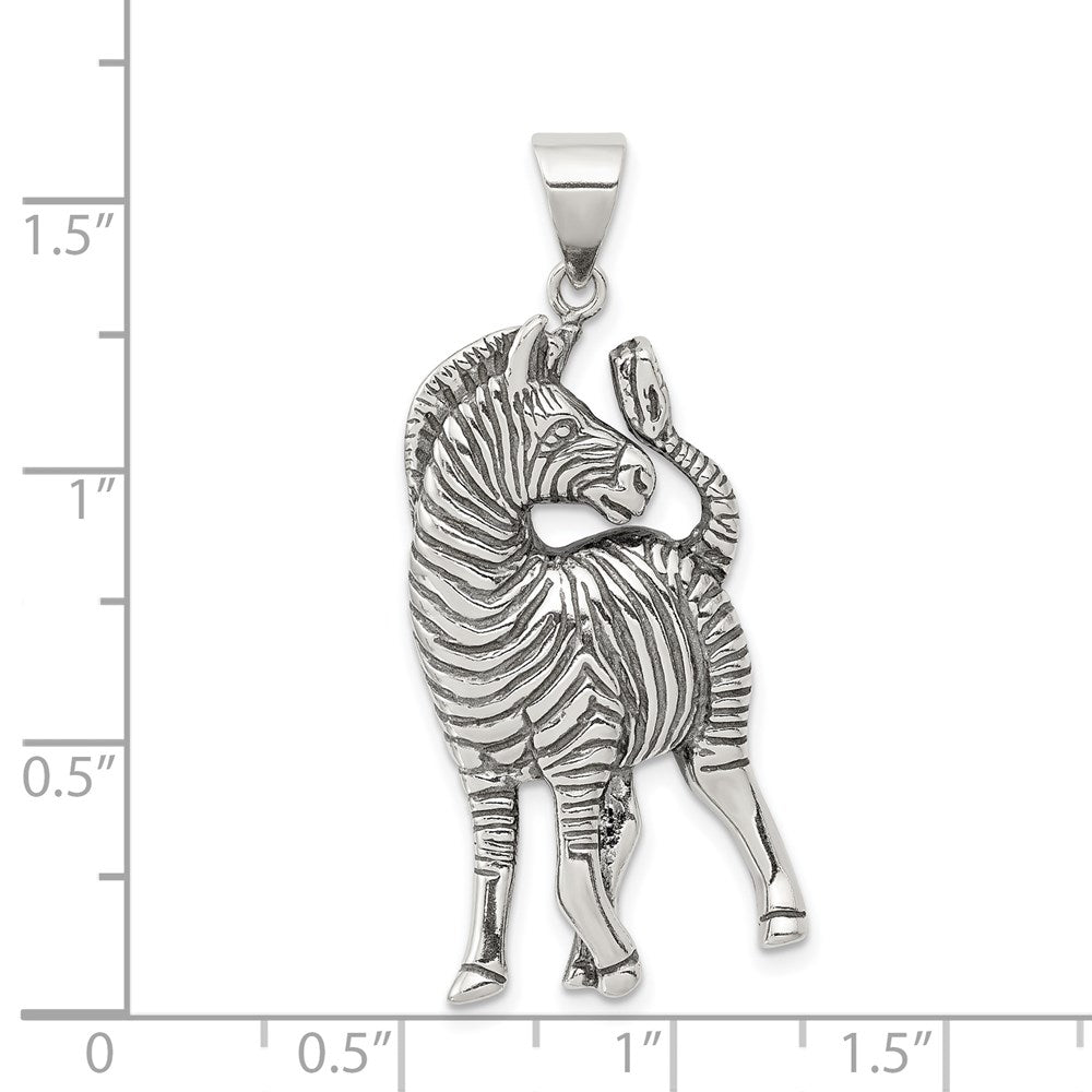 Sterling Silver Antiqued Zebra Pendant - Product Photo