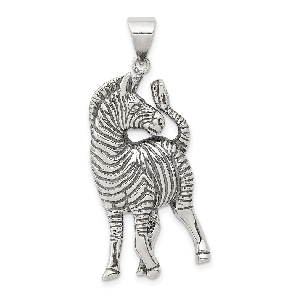 Sterling Silver Antiqued Zebra Pendant - Product Photo
