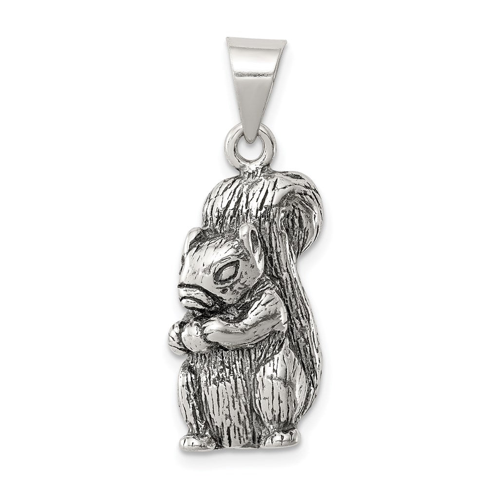 Sterling Silver Antiqued Squirrel Charm - Product Photo