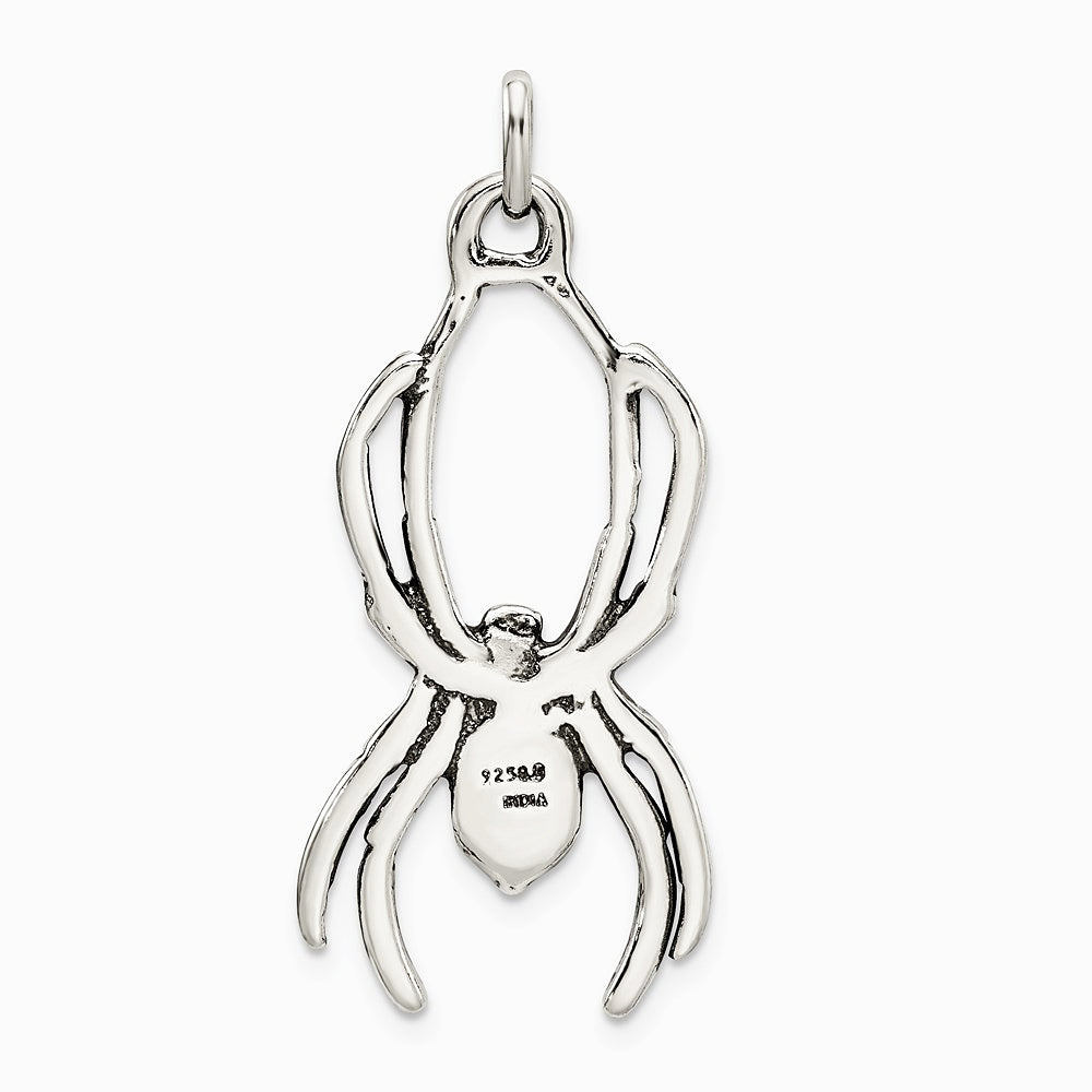 Sterling Silver Antiqued Spider Pendant - Product Photo