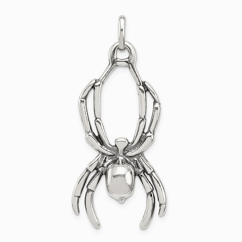 Sterling Silver Antiqued Spider Pendant - Product Photo