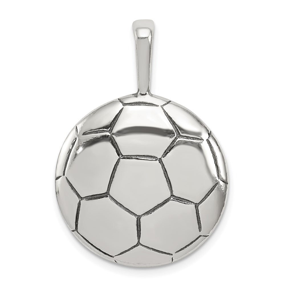 Sterling Silver Antiqued Soccer Ball Pendant - Product Photo