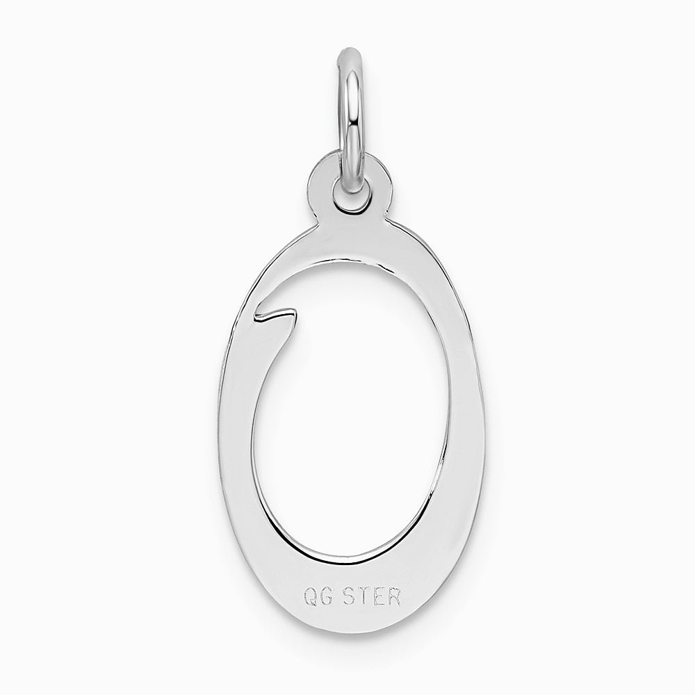 Sterling Silver Rhodium-plated Stamped Letter O Initial Charm - Product Photo