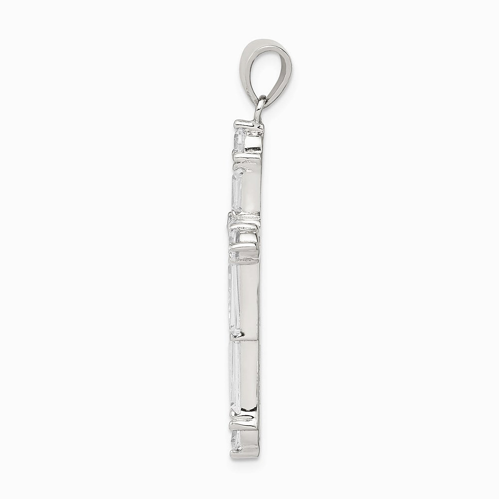 Sterling Silver Rhodium-plated CZ Cross Pendant - Product Photo