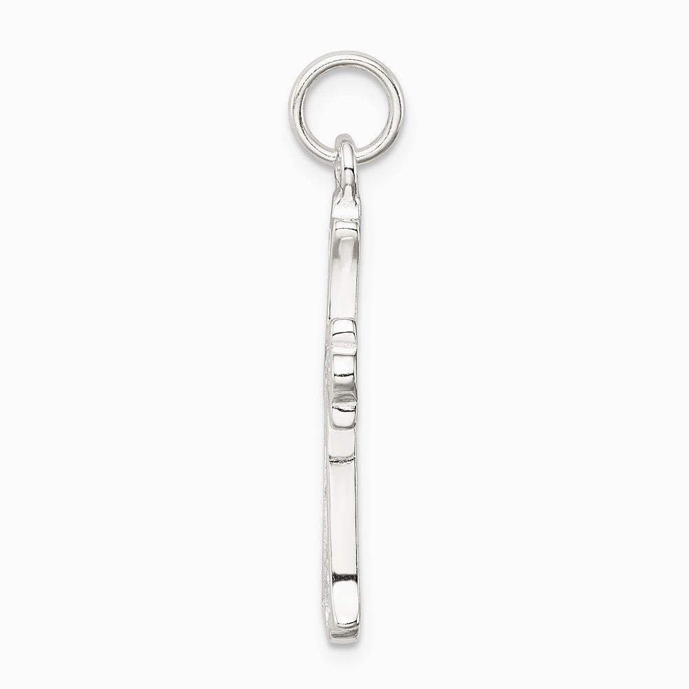 Sterling Silver Rhodium-plated Filigree Cross Charm - Product Photo
