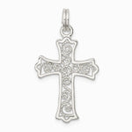 Sterling Silver Rhodium-plated Filigree Cross Charm - Product Photo